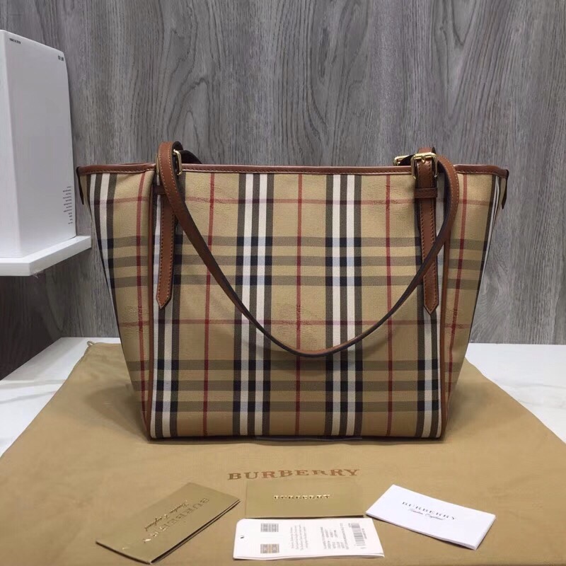 Burberry The Small Canter Horseferry Check Tote Brown For Women, Women’s Bags 11.6in/29.5cm