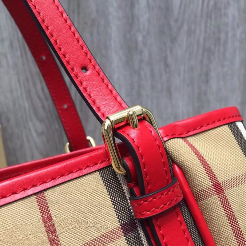 Burberry The Small Canter Horseferry Check Tote Red For Women, Women’s Bags 11.6in/29.5cm