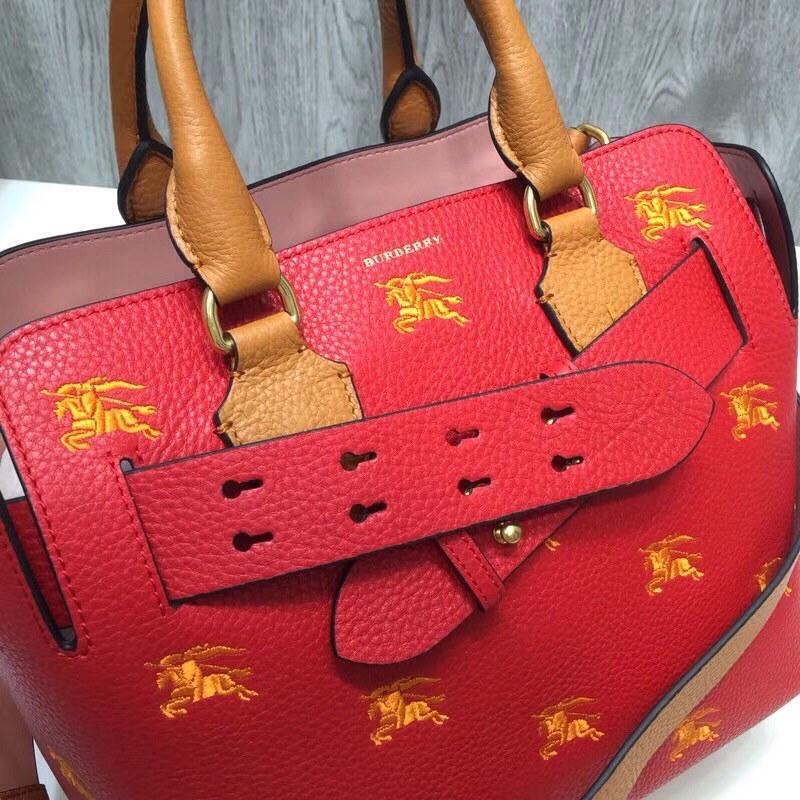 Burberry The Small Equestrian Knight Top Handle Belt Bag Red For Women, Women’s Bags 14in/36cm