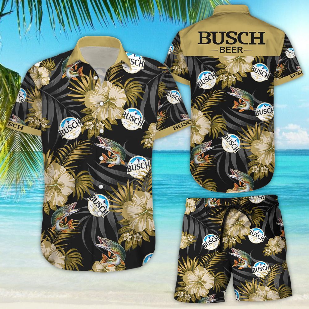 Busch Fish Hawaii Shirt Summer Button Up Shirt For Men Beach Wear Hawaii Shirt