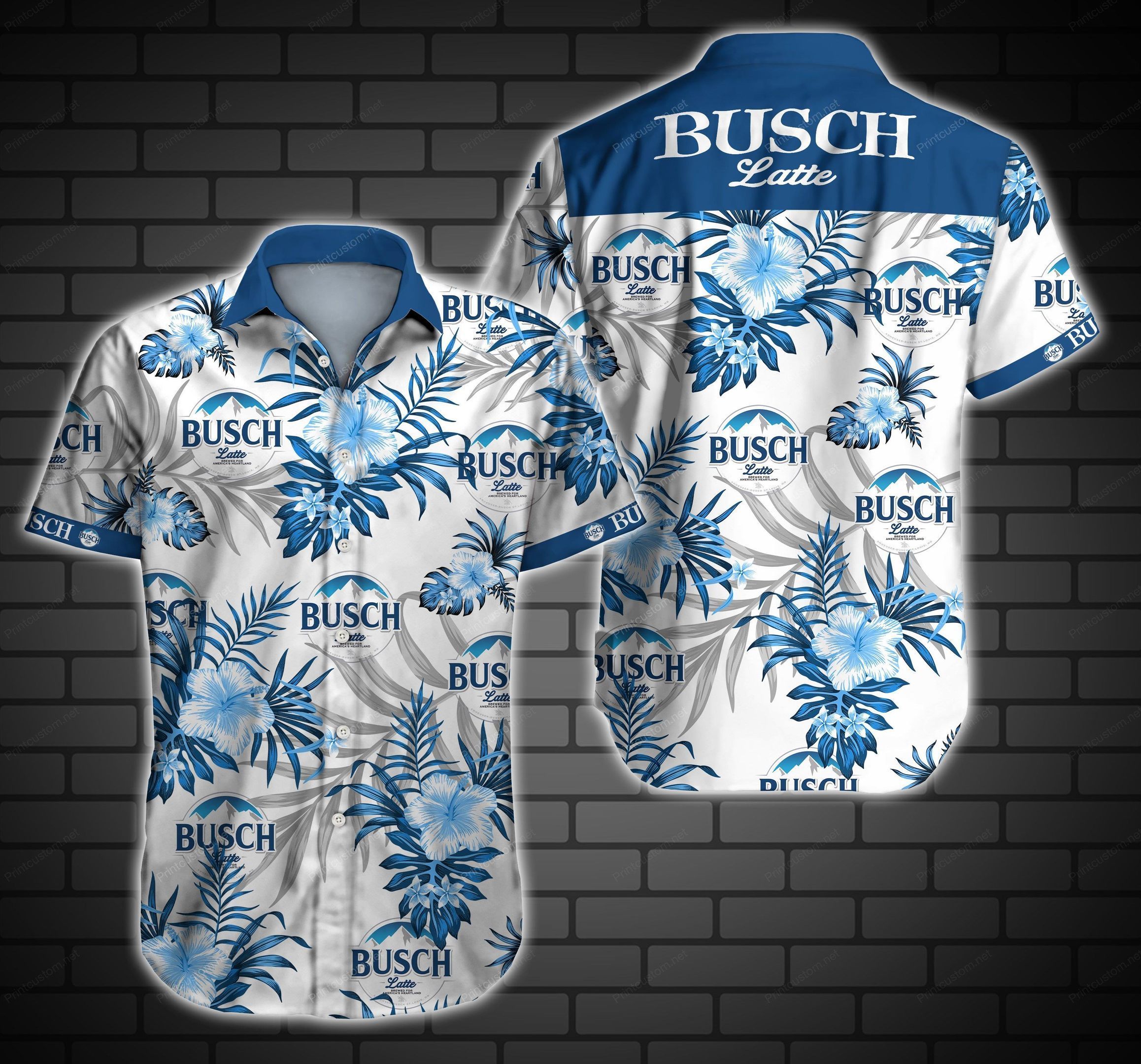 Busch Latte Hawaii Shirt Aug41 Summer Button Up Shirt For Men Beach Wear Hawaii Shirt Hawaiian Beach