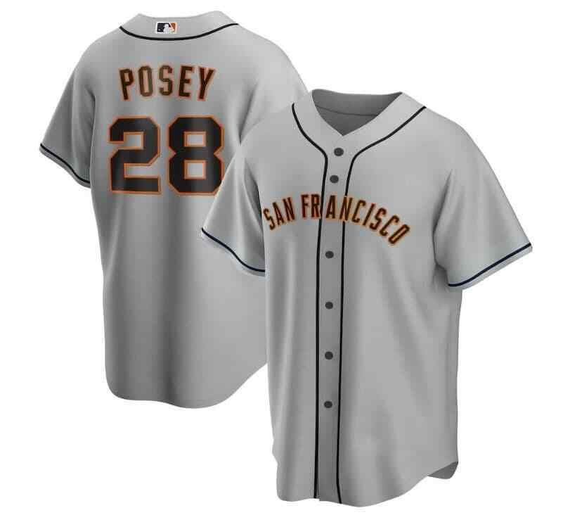 Buster Posey San Francisco Giants #28 Gray All Over Print Baseball Jersey For Fans