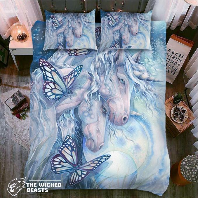 Butterfly And Unicorn3D Customized Duvet Cover Bedding Set