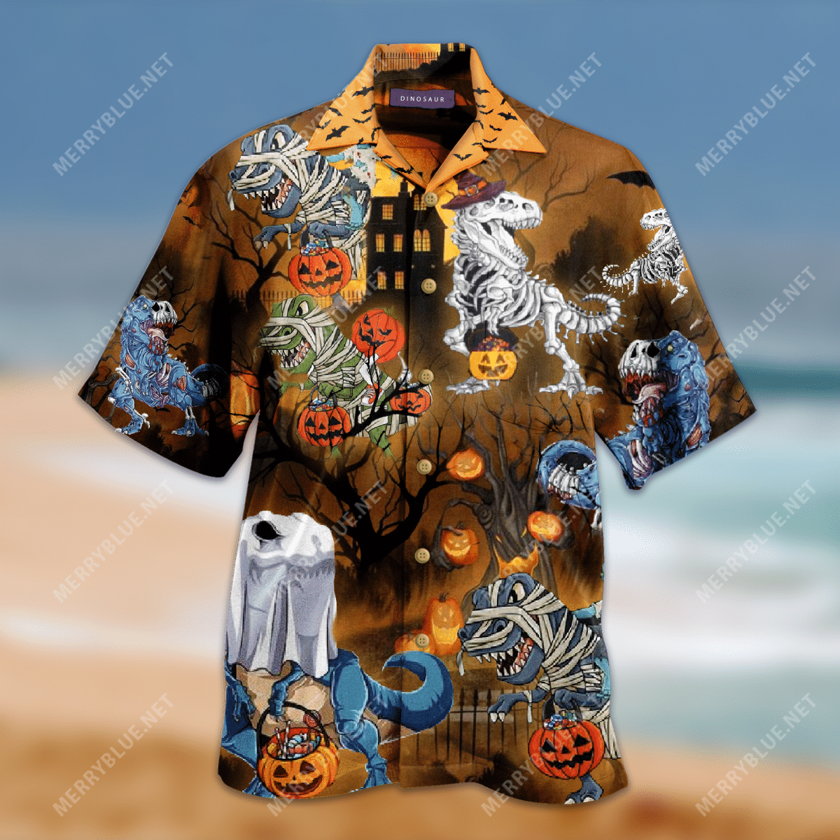 Buy Amazing Halloween With Dinosaur Unisex Hawaiian Shirt