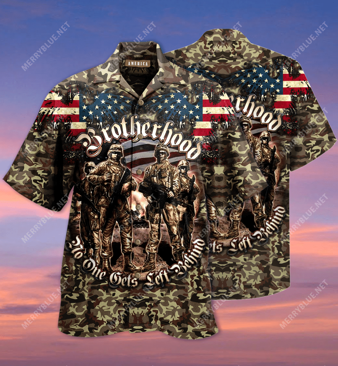 Buy Brotherhood Veterans Camouflage Hawaiian Shirt