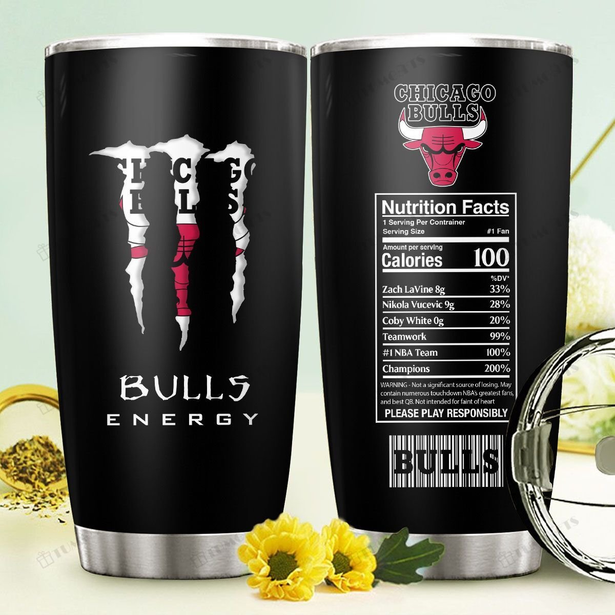 Buy Chicago Bulls American Basketball Team Monster Energy Nutrition Facts Stainless Steel Tumbler