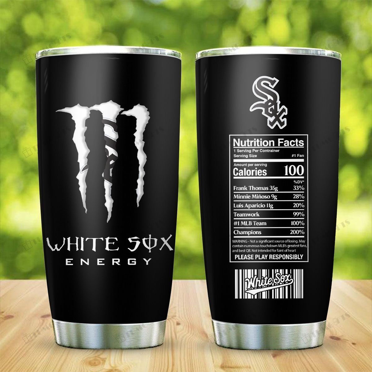 Buy Chicago White Sox American Baseball Team Monster Energy Nutrition Facts Stainless Steel Tumbler