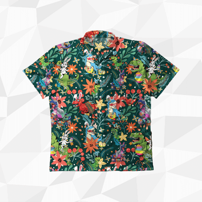 Buy Funny Dinosaur Easter Day Hawaiian Shirts H
