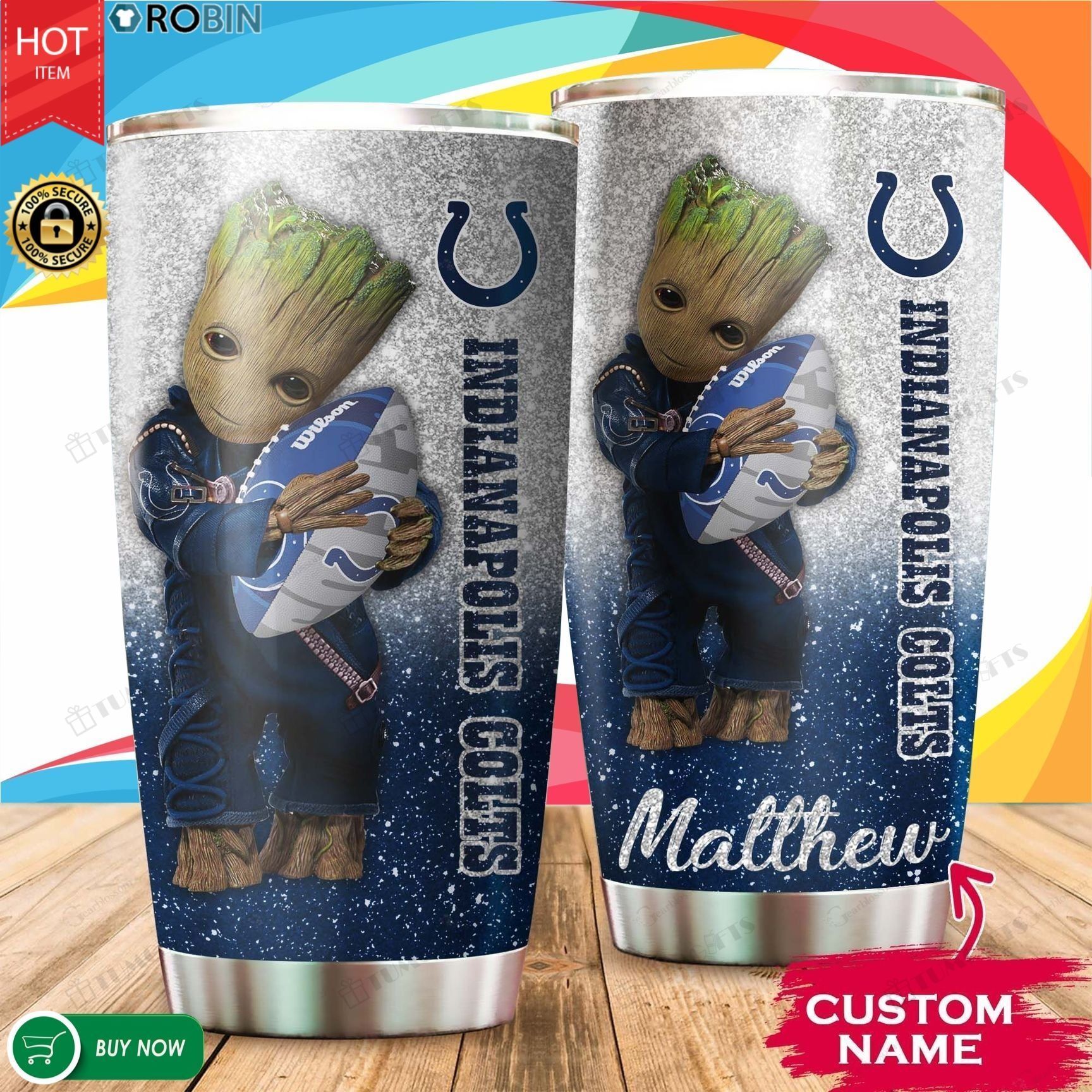 Buy Personalized Baby Groot Hug Indianapolis Colts 20Ozcustomstainless Steel Tumbler