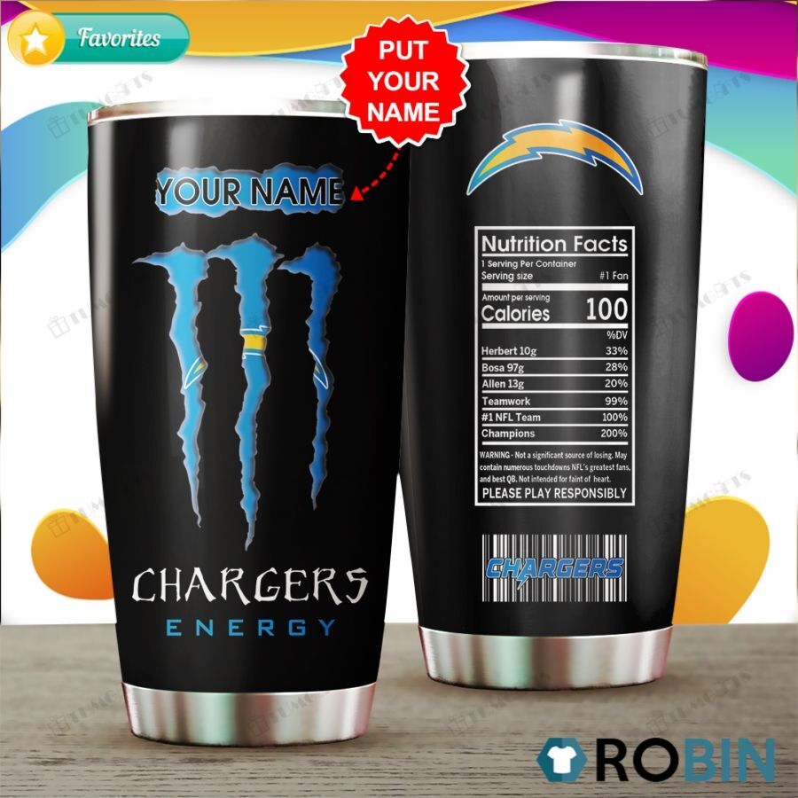 Buy Personalized Los Angeles Chargers Energy Nutrition Factscustomstainless Steel Tumbler