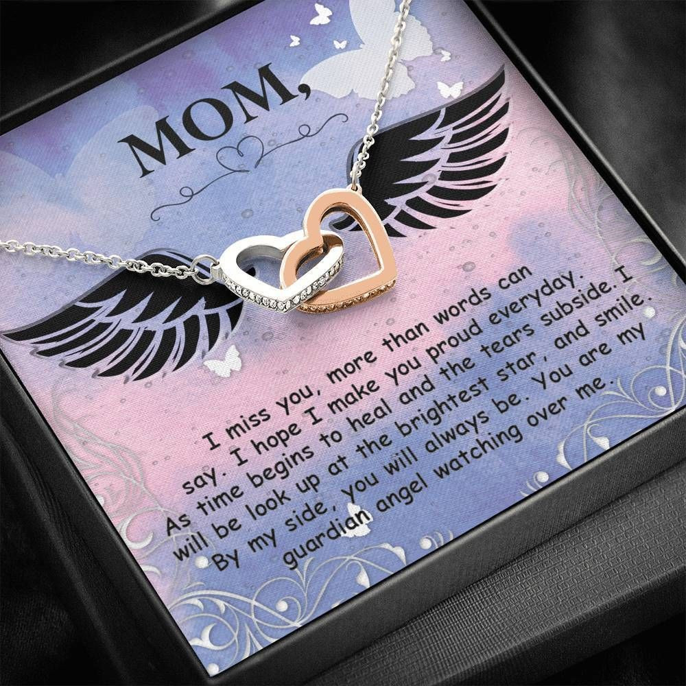 By My Side You Will Always Be Interlocking Hearts Necklace Gift For Mother In Heaven
