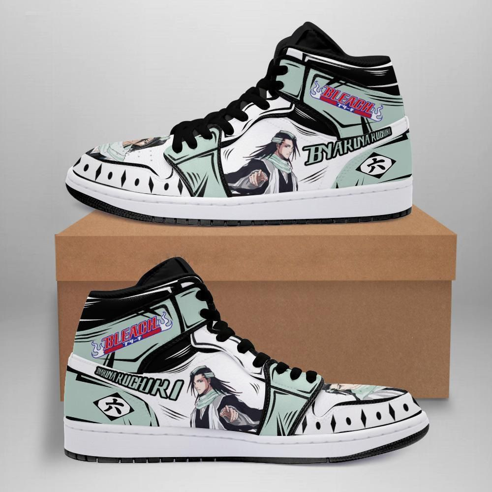 Byakuya Bleach Anime 1 High Top Air Jordan Sneaker, Air Jordan Hightop
