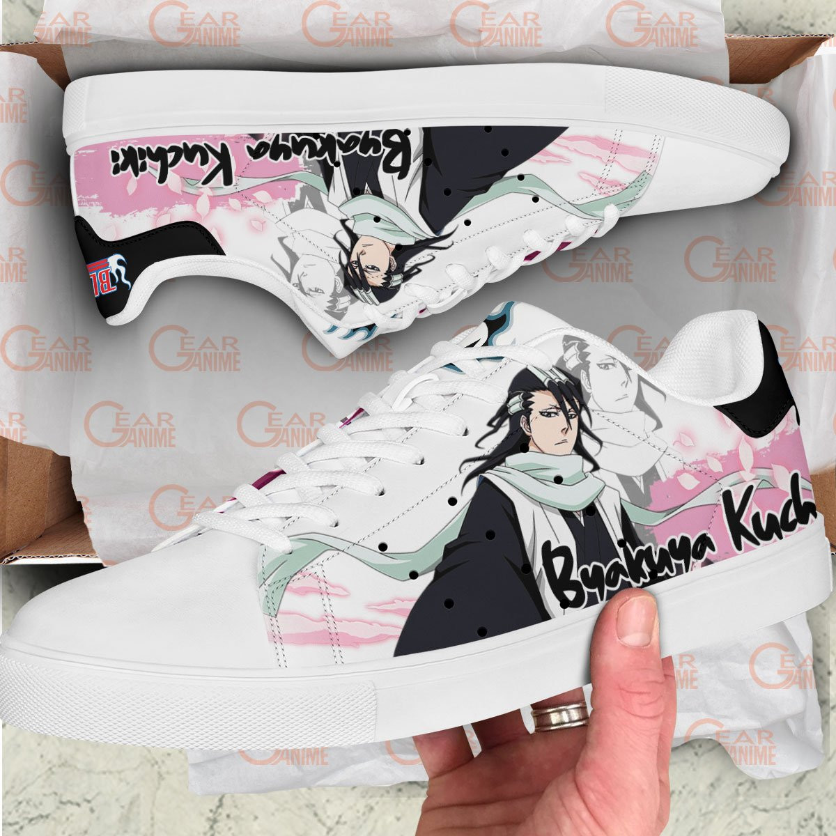 Byakuya Kuchiki Skate Sneakers Custom Anime Bleach Shoes