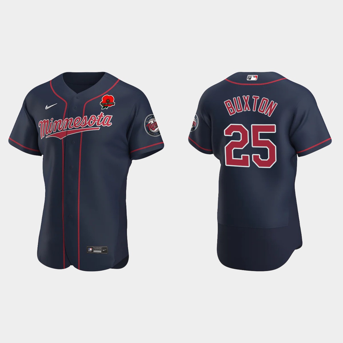 Byron Buxton Minnesota Twins 2022 Memorial Day Poppy Patch Jersey – Navy