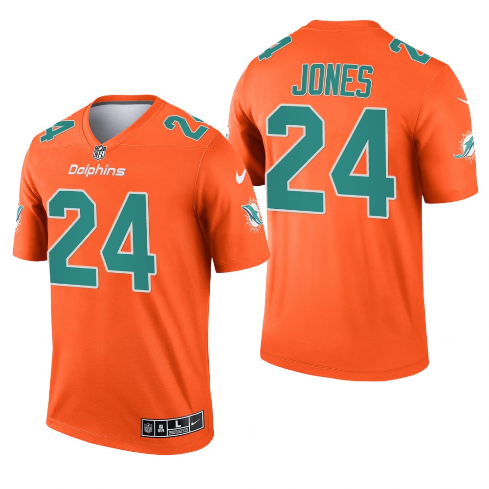 Byron Jones Miami Dolphins Orange Jersey Inverted Legend – Men’s