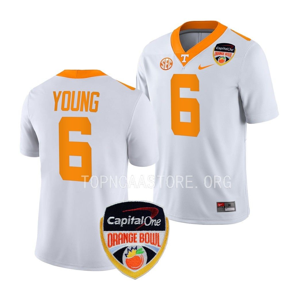Byron Young Tennessee Volunteers 2022 Orange Bowl College Jersey Men's White #6 Uniform