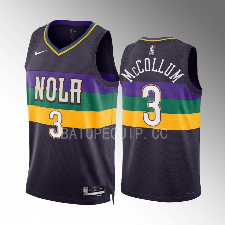 C.J. McCollum 3 New Orleans Pelicans Purple Stitched Jersey 2022-23 City Edition Swingman