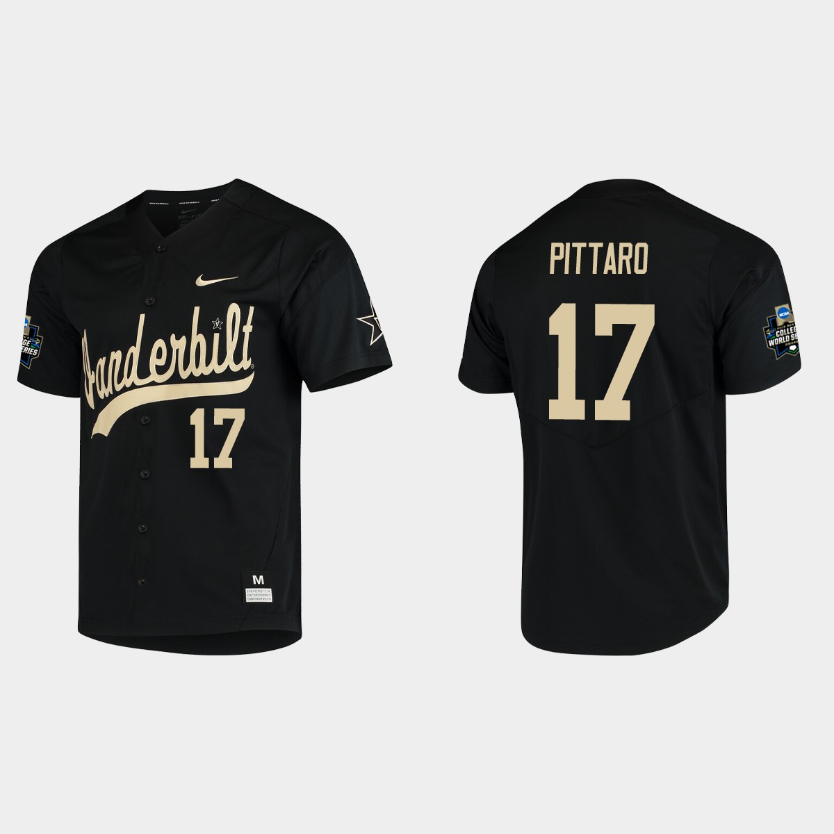 C.J. Pittaro Vanderbilt Commodores College World Series Jersey - Black