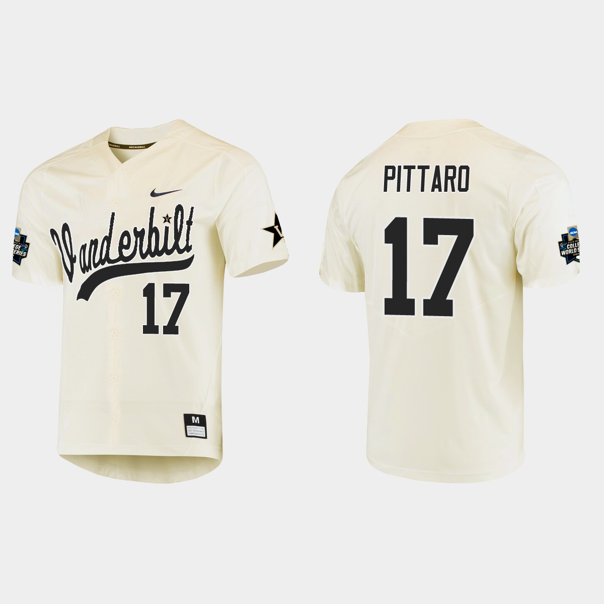 C.J. Pittaro Vanderbilt Commodores College World Series Jersey - Cream