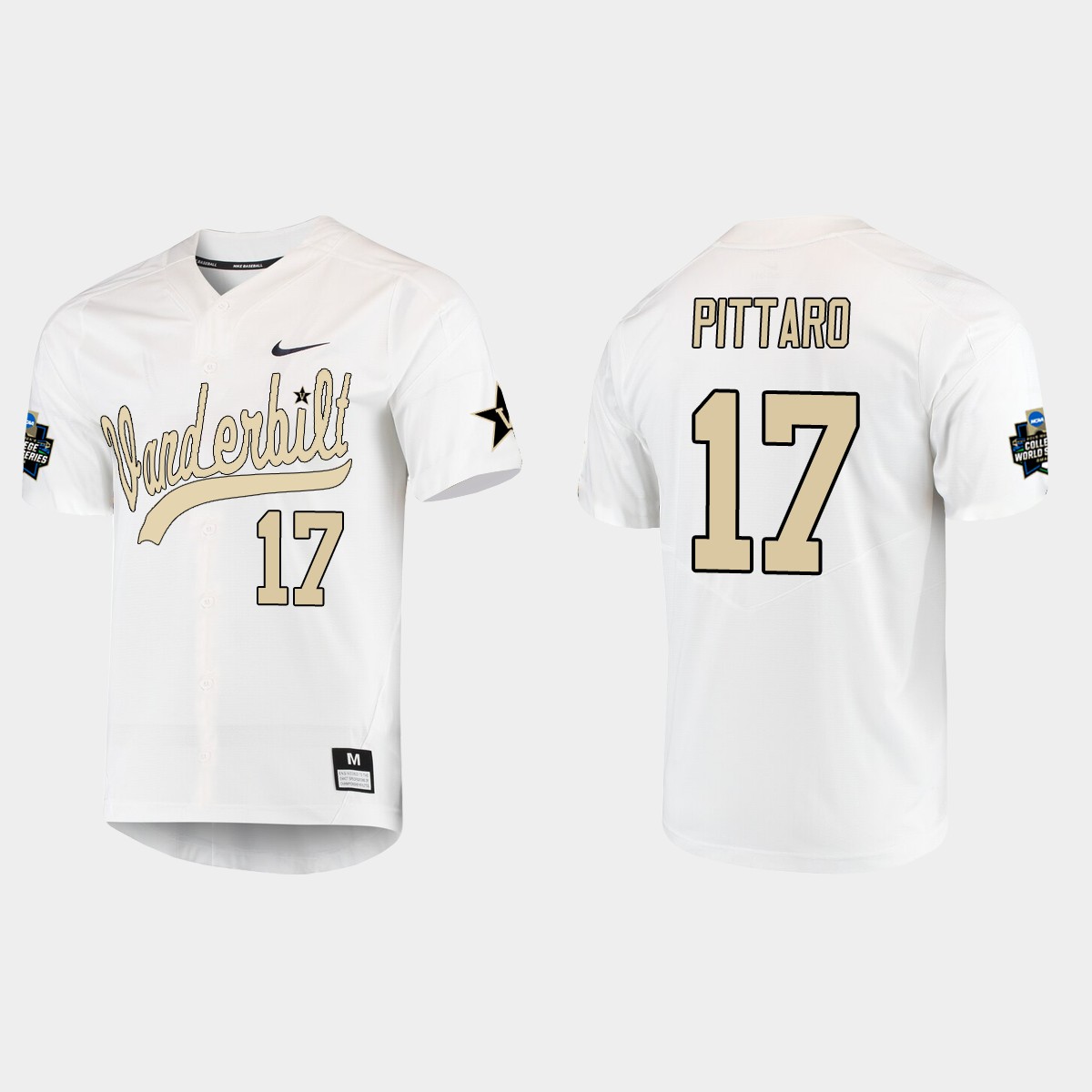 C.J. Pittaro Vanderbilt Commodores College World Series Jersey - White