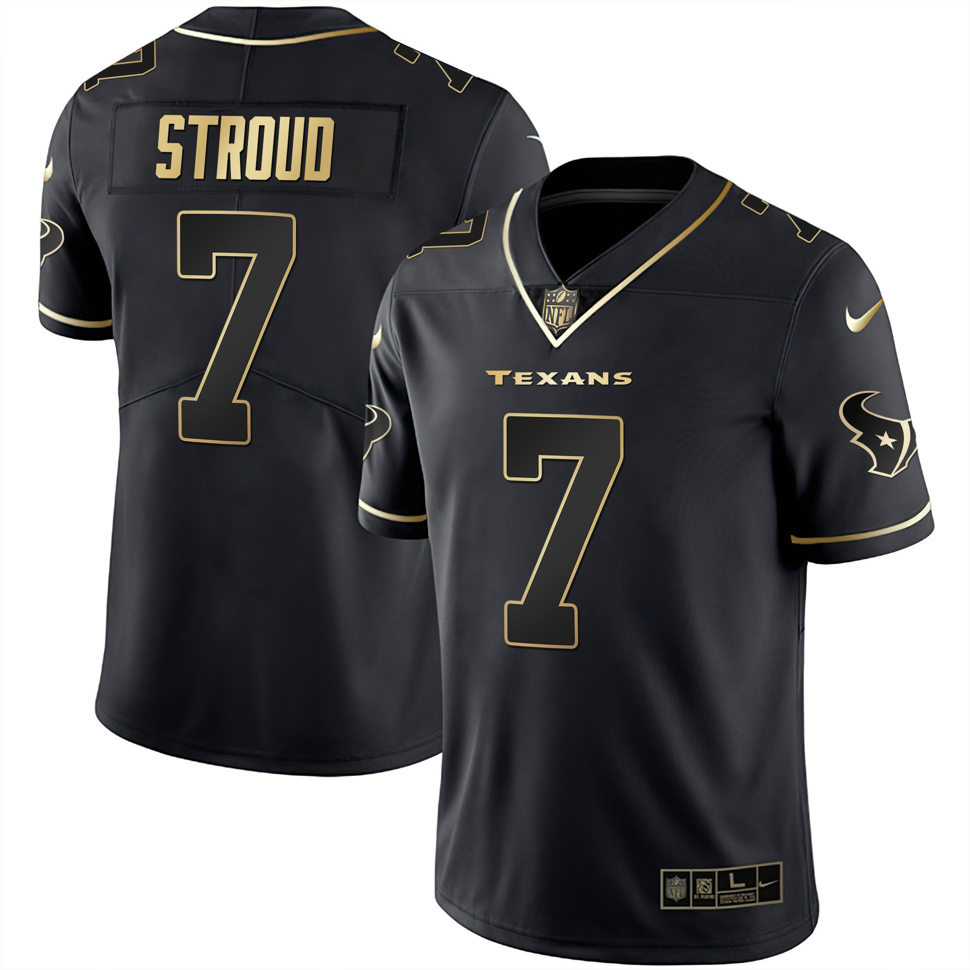 C.J. Stroud Houston Texans Black Gold Black Gold Jersey - All Stitched 