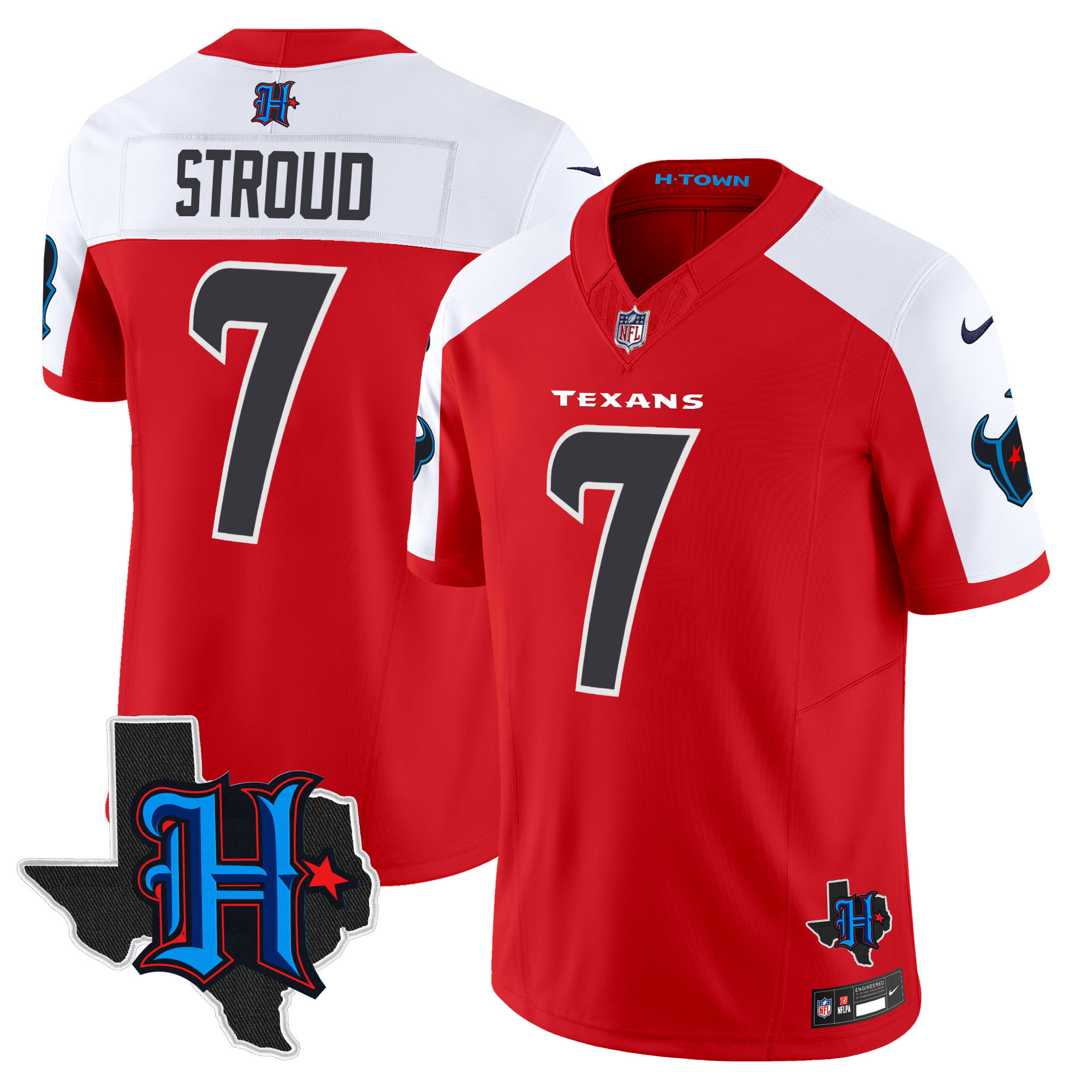 C.J. Stroud Men's Houston Texans 2024 Texas Patch Vapor Limited Red Alternate Jersey - All Stitched 