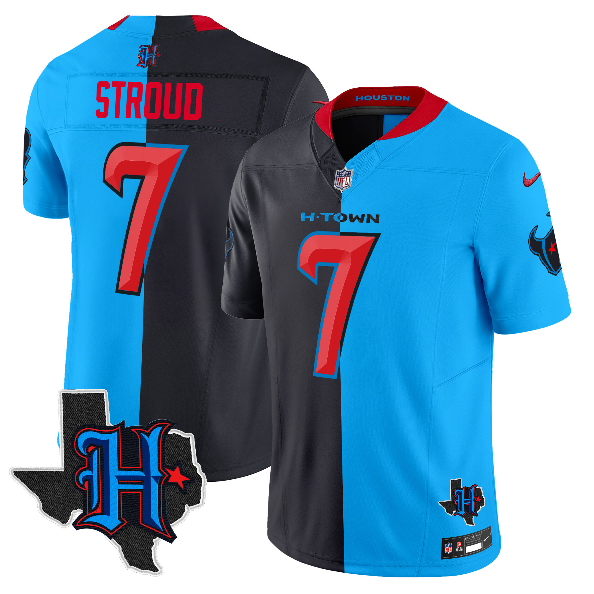 C.J. Stroud Men's Houston Texans 2024 Texas Patch Vapor Limited Split Jersey - All Stitched 