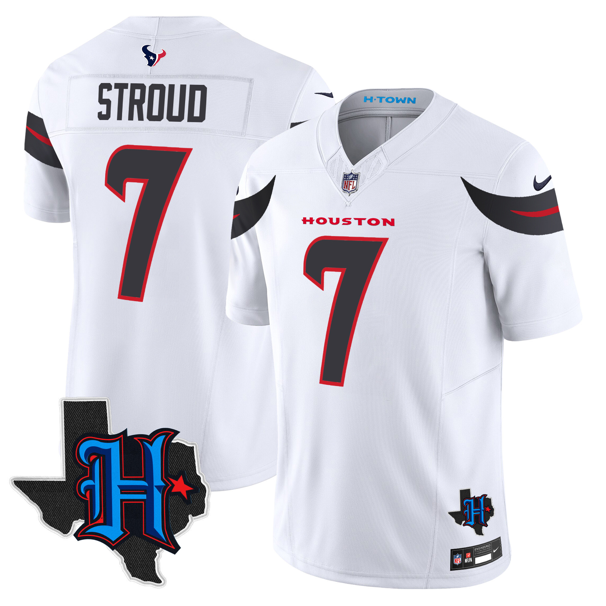 C.J. Stroud Men's Houston Texans 2024 Texas Patch Vapor Limited White Jersey - All Stitched 