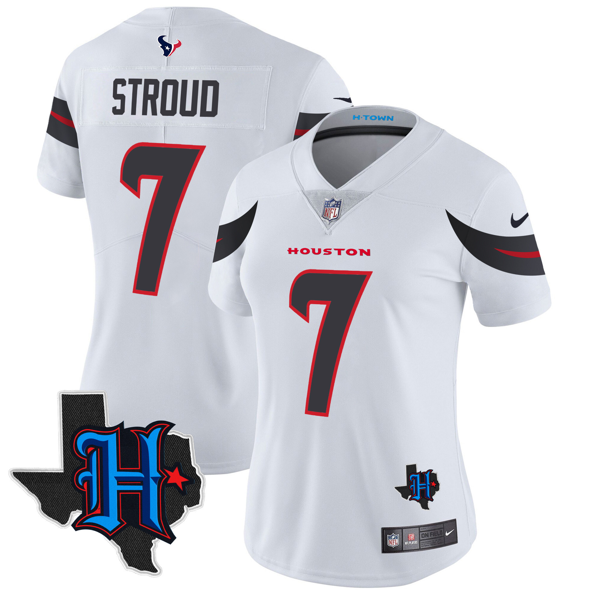 C.J. Stroud Women's Houston Texans 2024 Texas Patch Vapor Limited White Jersey - All Stitched 