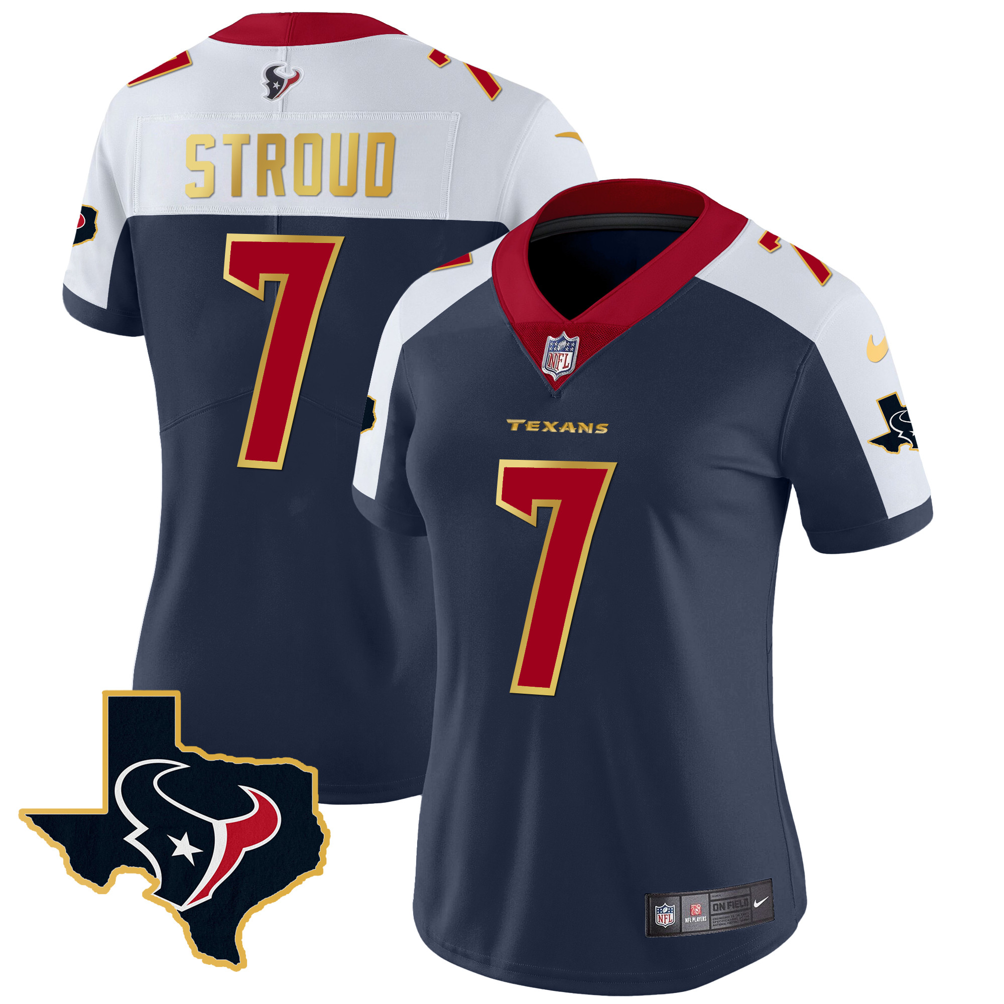 C.J. Stroud Women's Houston Texans Gold Trim Vapor Alternate Jersey - All Stitched 