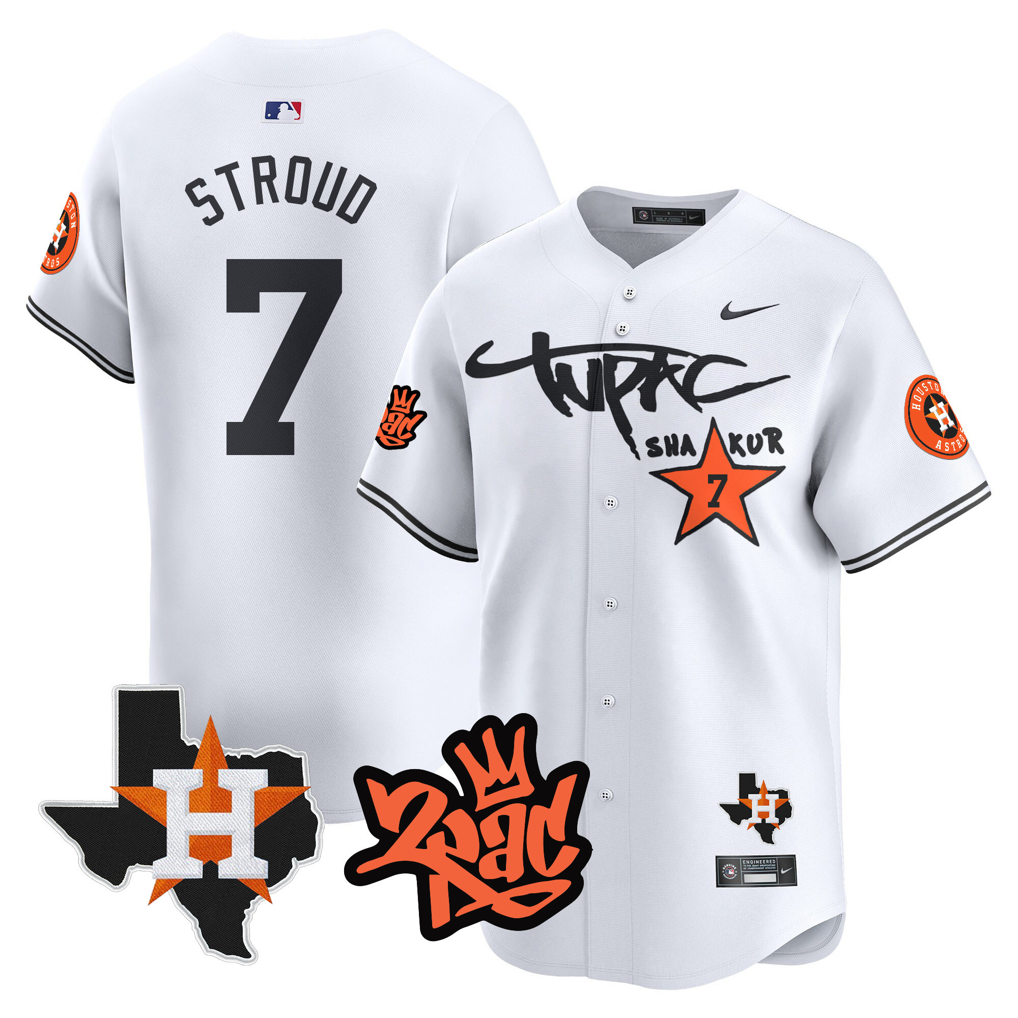 C.J Stroud Men's Houston Astros Tupac Shakur Vapor Premier Limited White Jersey - All Stitched