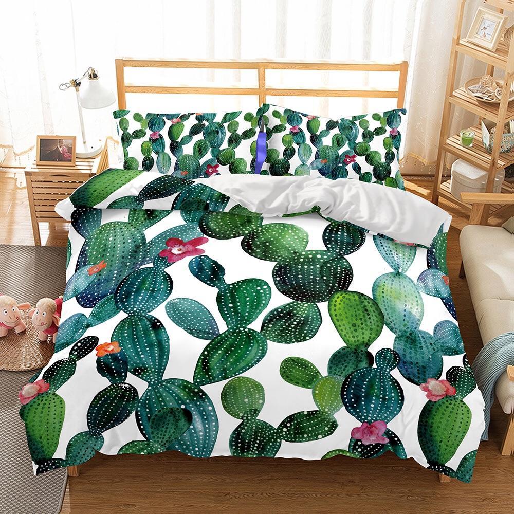 Cactus Print 3D Customized Duvet Cover Bedding Set