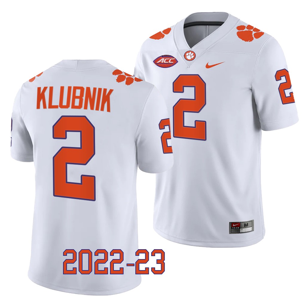 Cade Klubnik Clemson Tigers #2 White Jersey 2022-23 College Men's Game Uniform