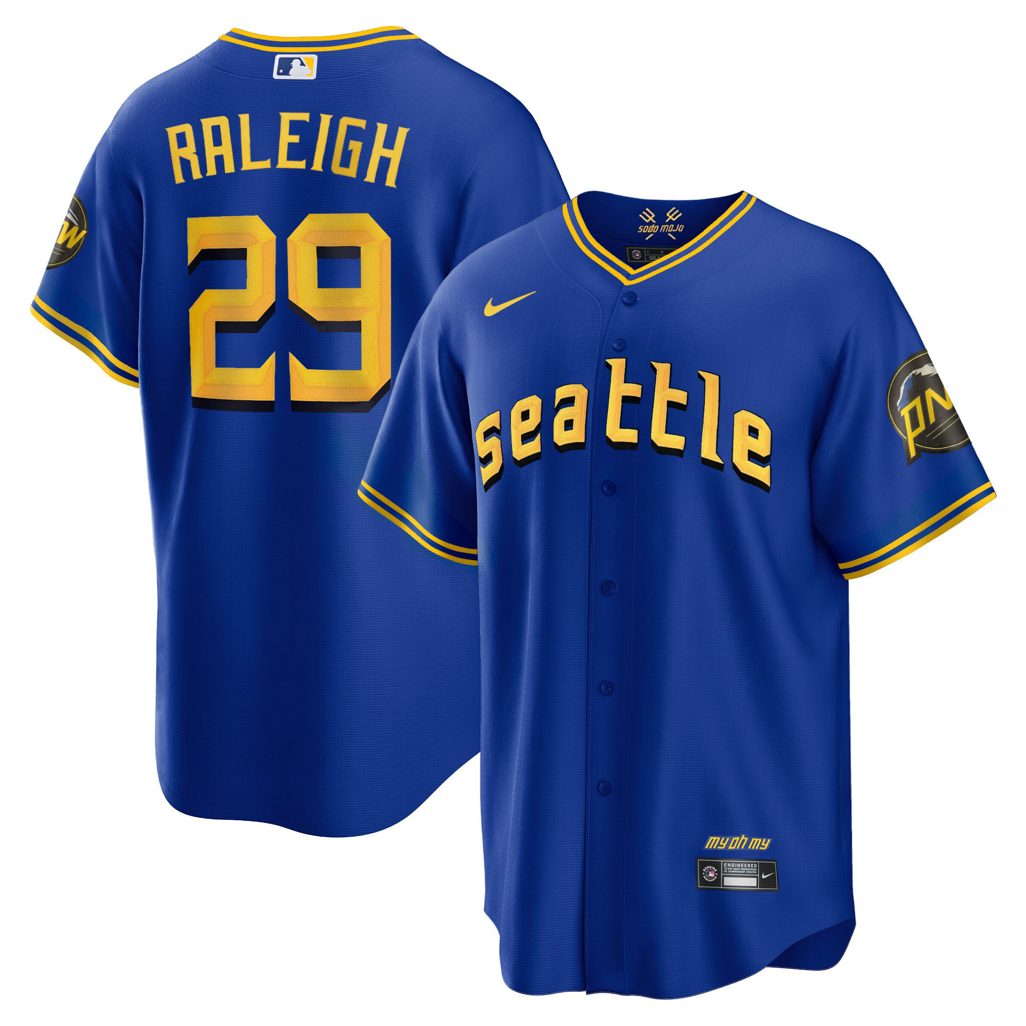 Cal Raleigh Men's Seattle Mariners 2023 City Connect Collection Cool Royal Jersey - All Stitched