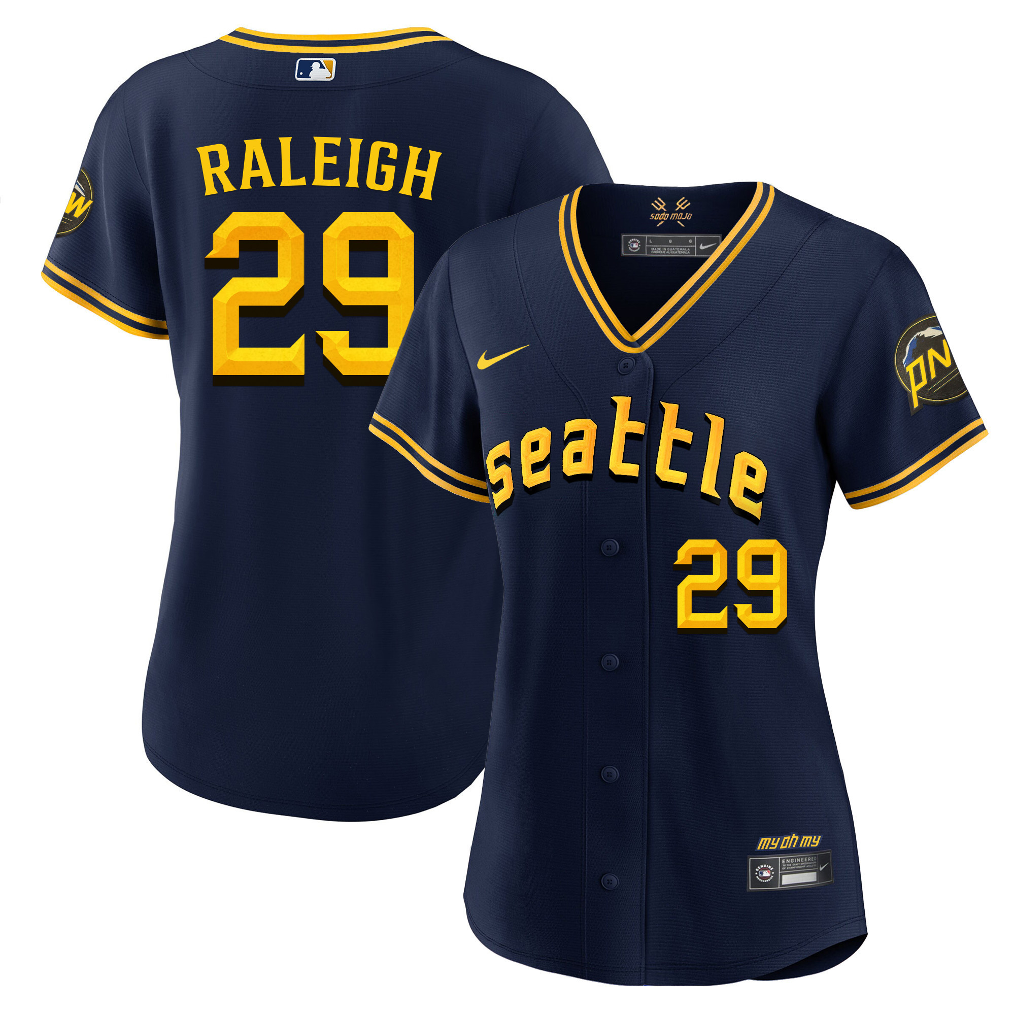 Cal Raleigh Women's Seattle Mariners 2023 City Connect Fan Made Navy Jersey - All Stitched