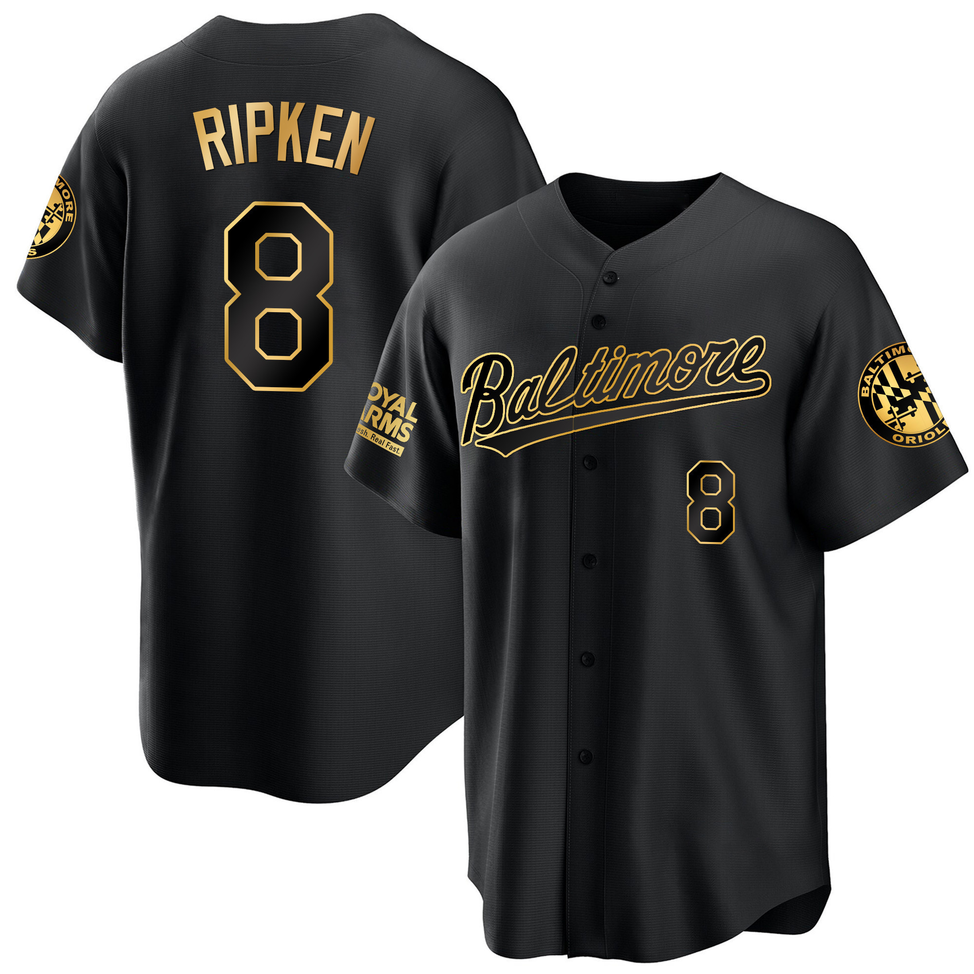 Cal Ripken Men’s Baltimore Orioles 2023 Gold Cool Black Gold Jersey - All Stitched