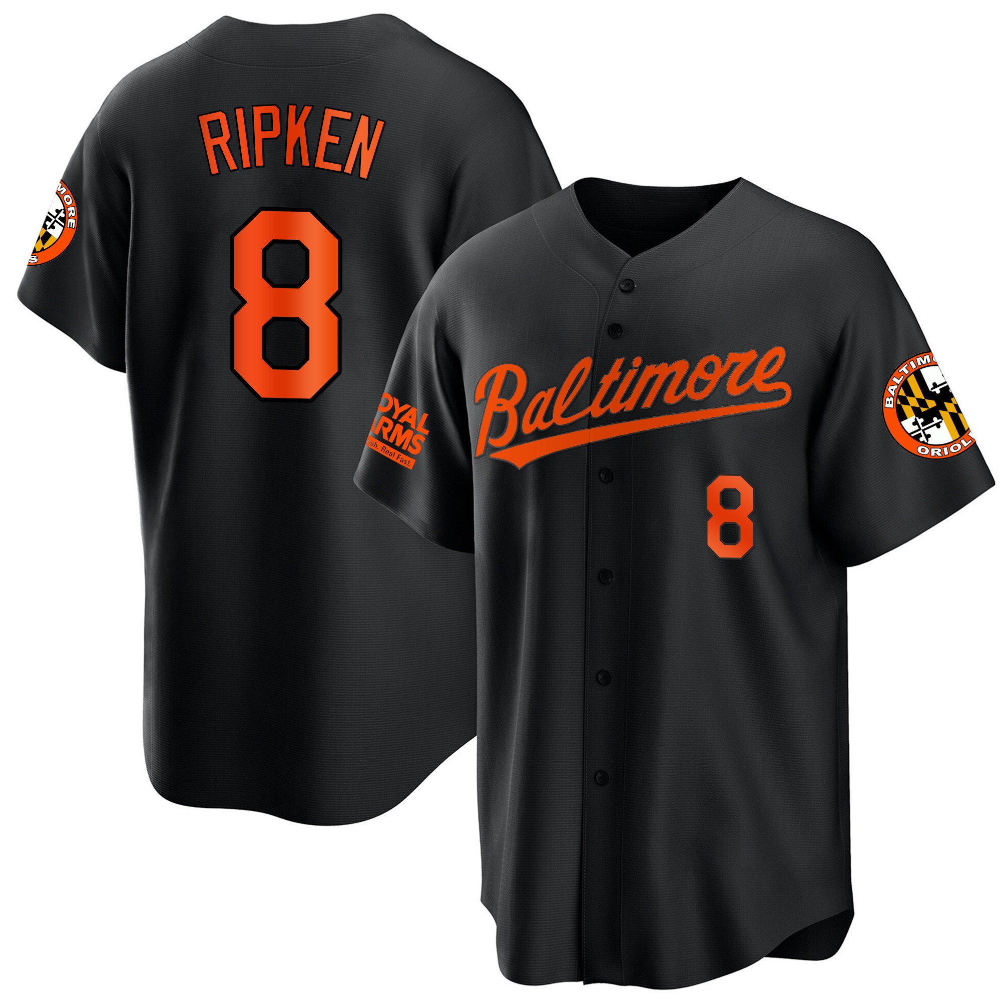 Cal Ripken Men’s Baltimore Orioles 2023 Gold Cool Black Jersey - All Stitched