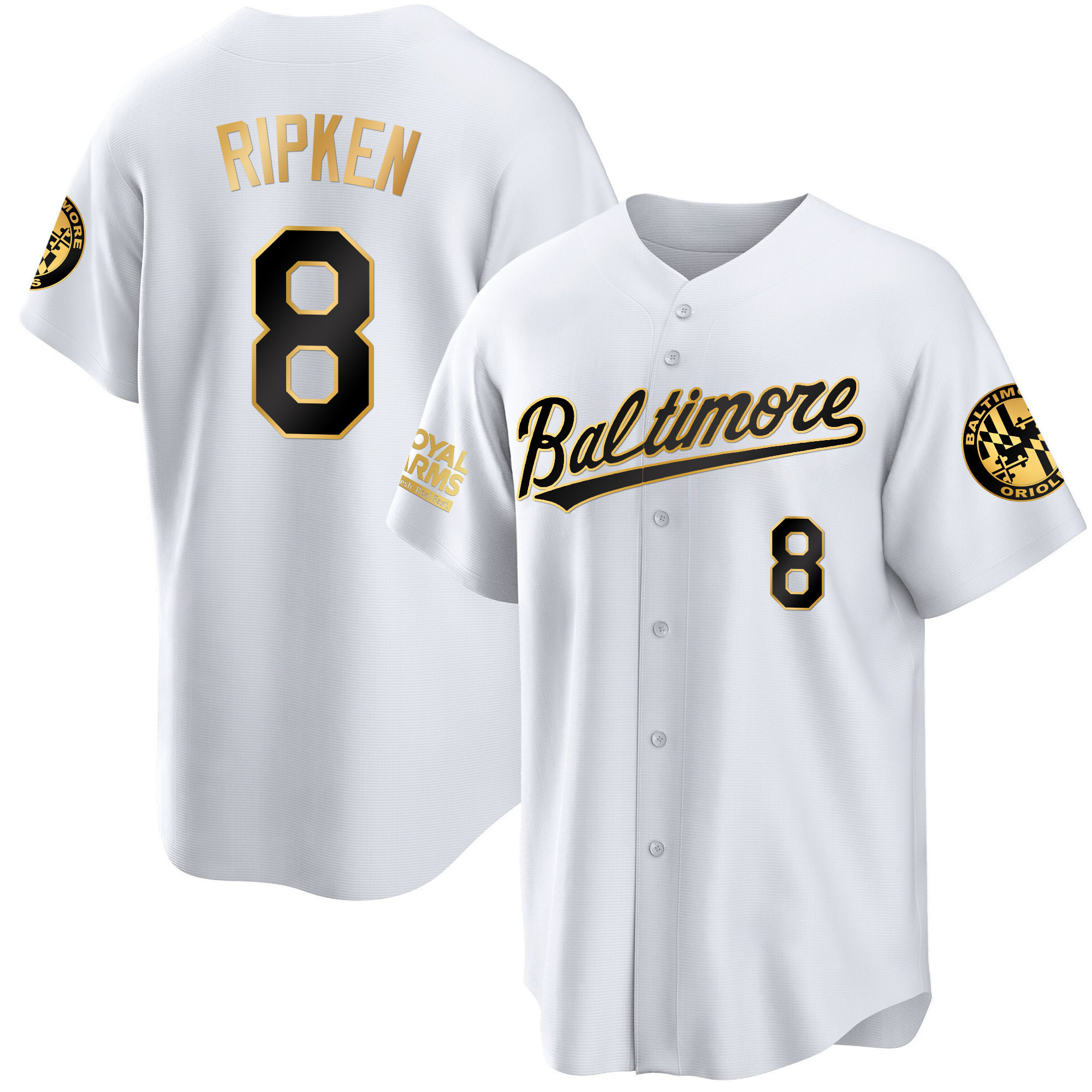 Cal Ripken Men’s Baltimore Orioles 2023 Gold Cool White Gold Jersey - All Stitched