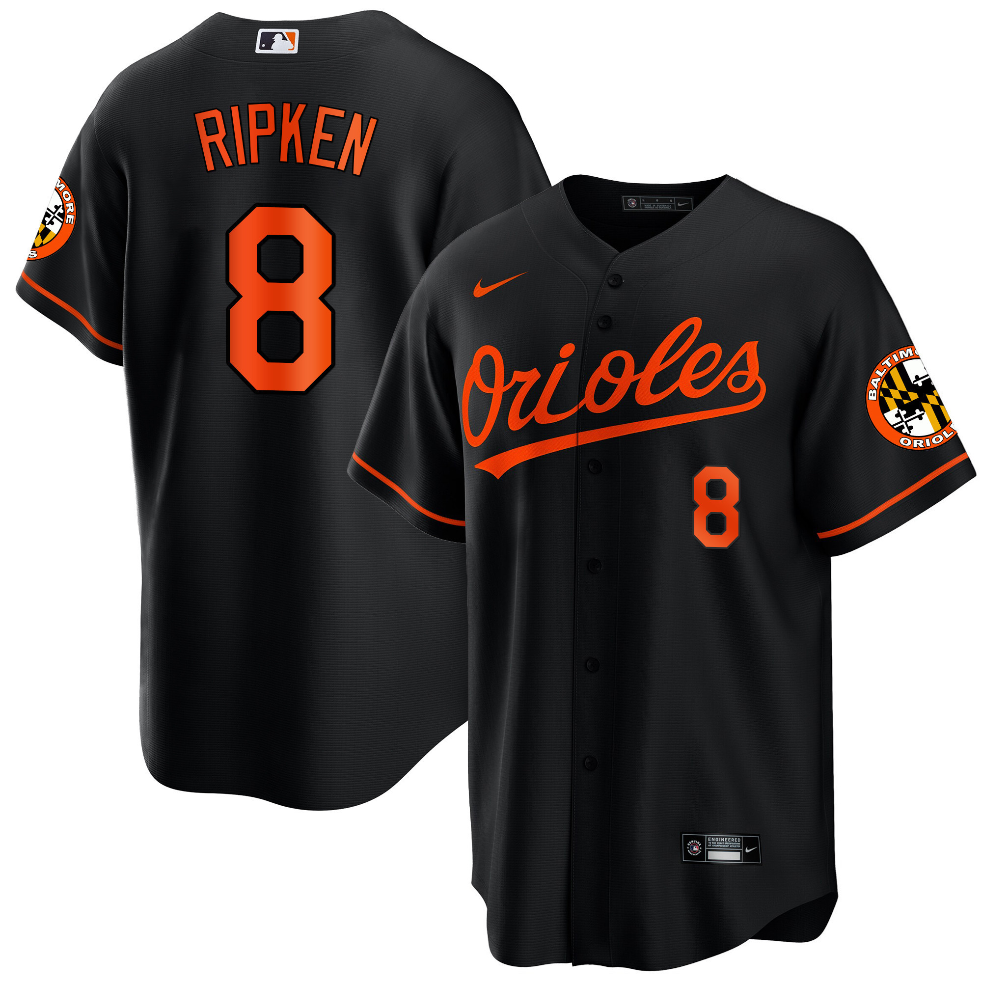 Cal Ripken Men’s Baltimore Orioles 2023 Special Gold Cool Black Jersey - All Stitched