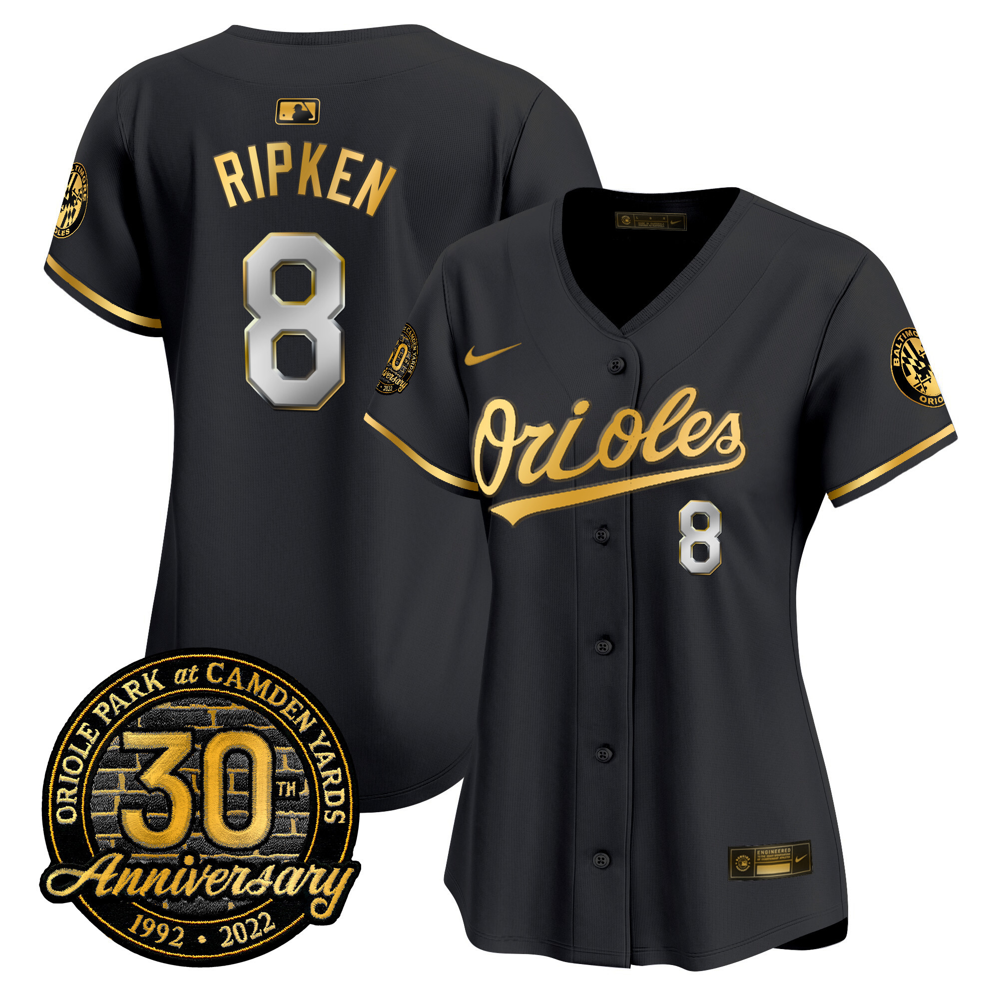 Cal Ripken Women’s Baltimore Orioles Camden Yards 30th Anniversary Patch Vapor Premier Limited Black Limited Jersey - All Stitched