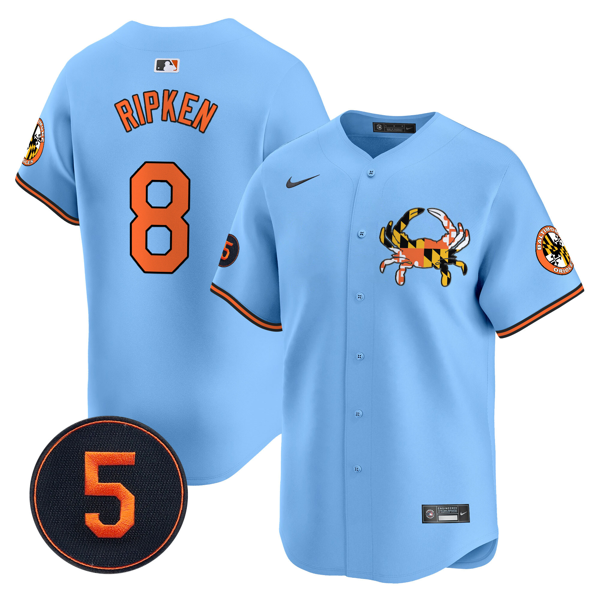 Cal RipkenUnisex Baltimore Orioles Robinson Patch Vapor Premier Limited Light Blue Jersey V3 - All Stitched