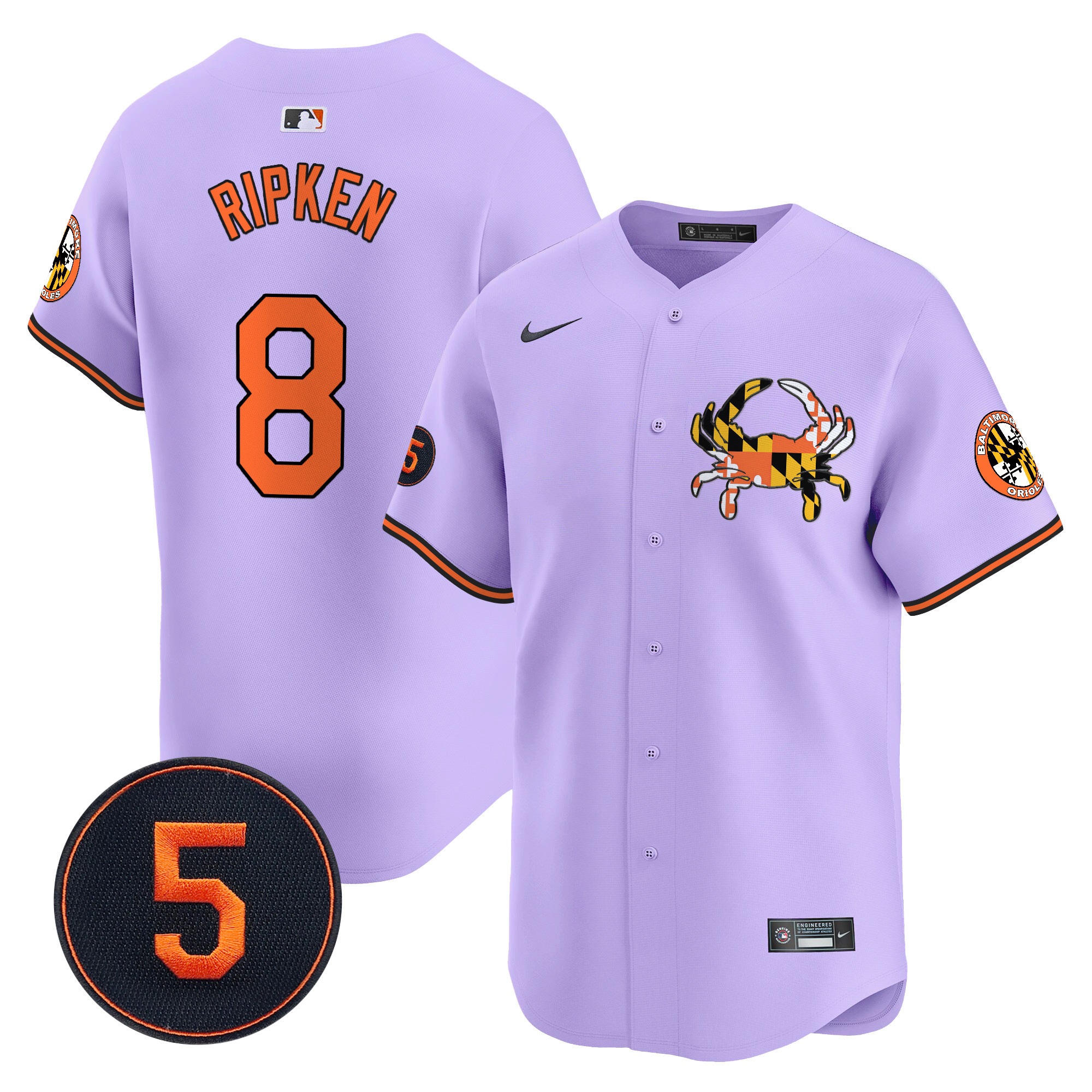 Cal RipkenUnisex Baltimore Orioles Robinson Patch Vapor Premier Limited Light Purple Jersey V3 - All Stitched
