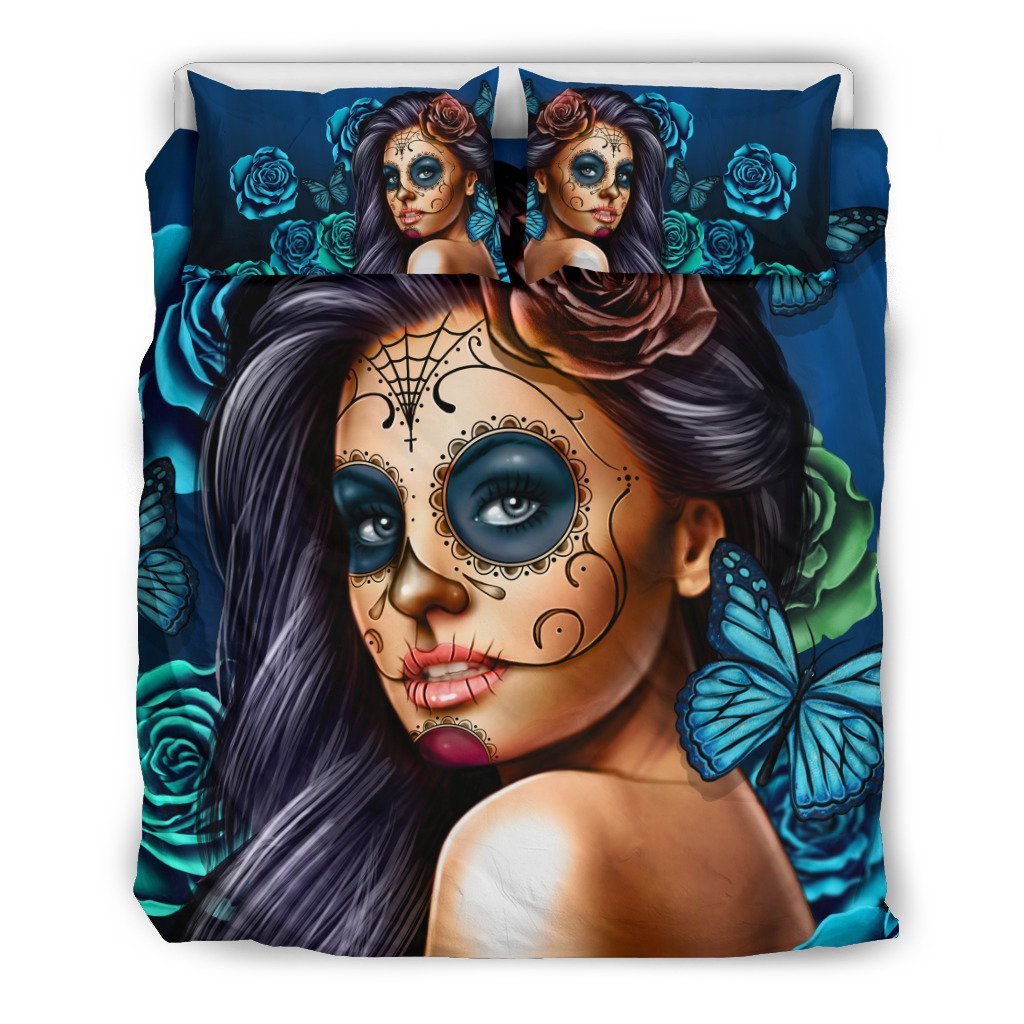 Calavera (Turquoise On Beige) 3D Customized Duvet Cover Bedding Set
