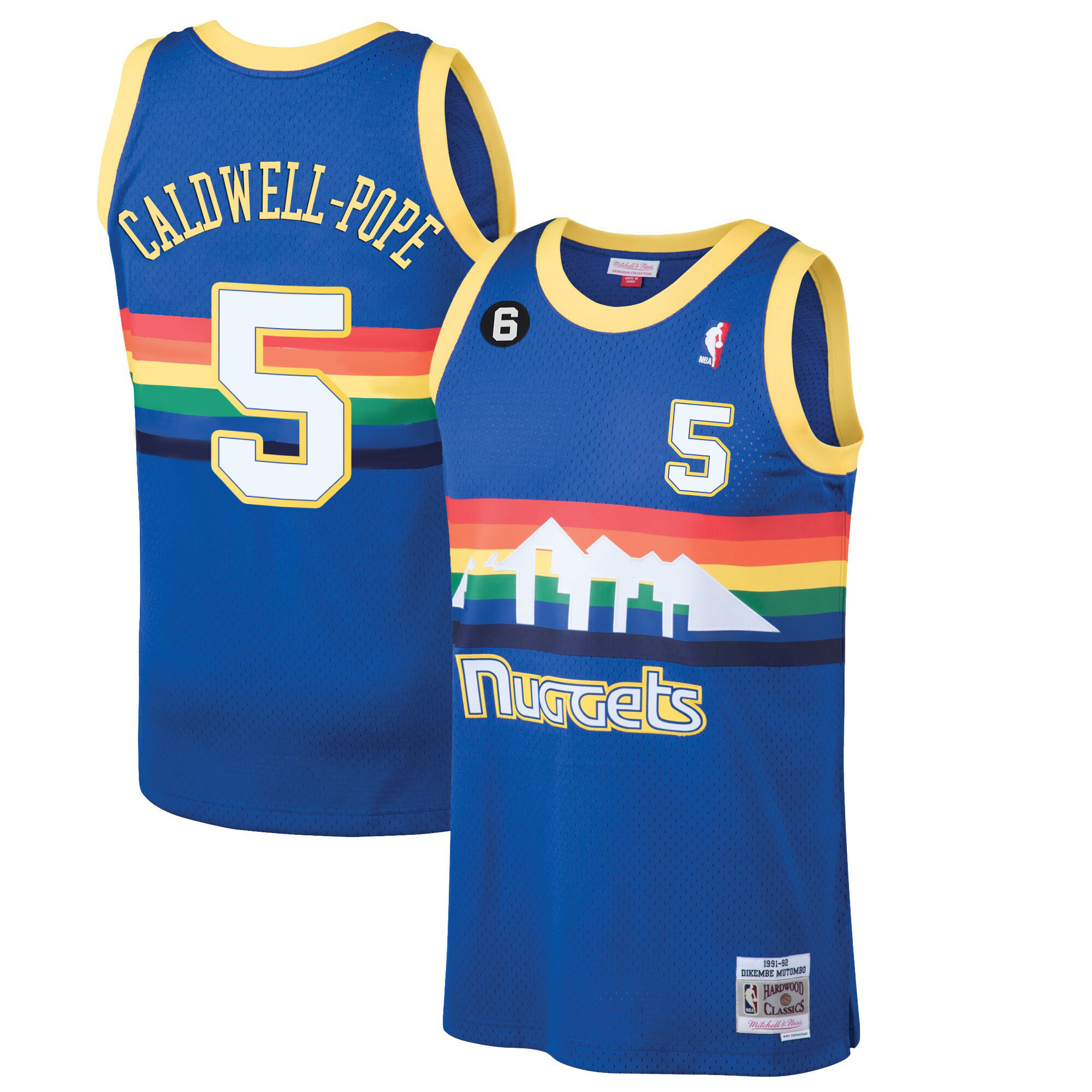 Caldwell-Pope Men's Denver Nuggets #6 Patch Collection Blue Classic Jersey - All Stitched