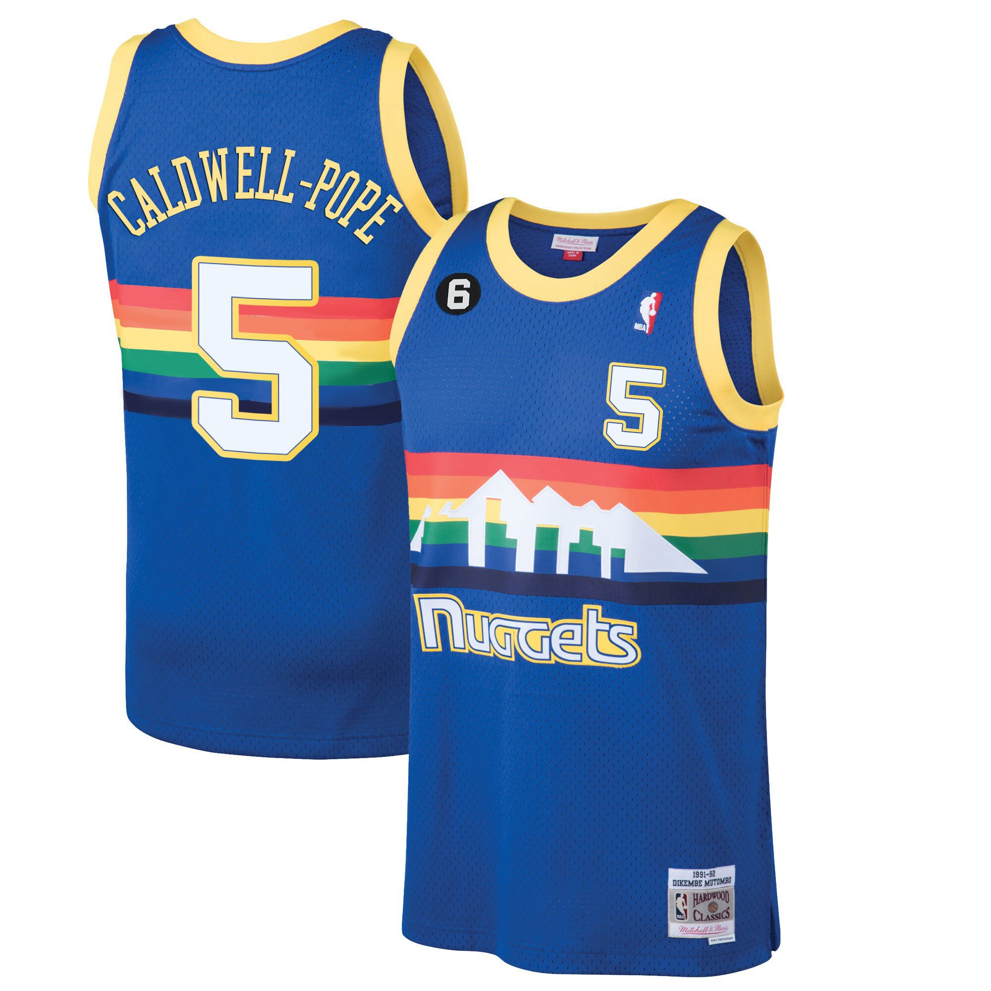 Caldwell-Pope Men's Denver Nuggets #6 Patch Collection Blue Classic Jersey - All Stitched