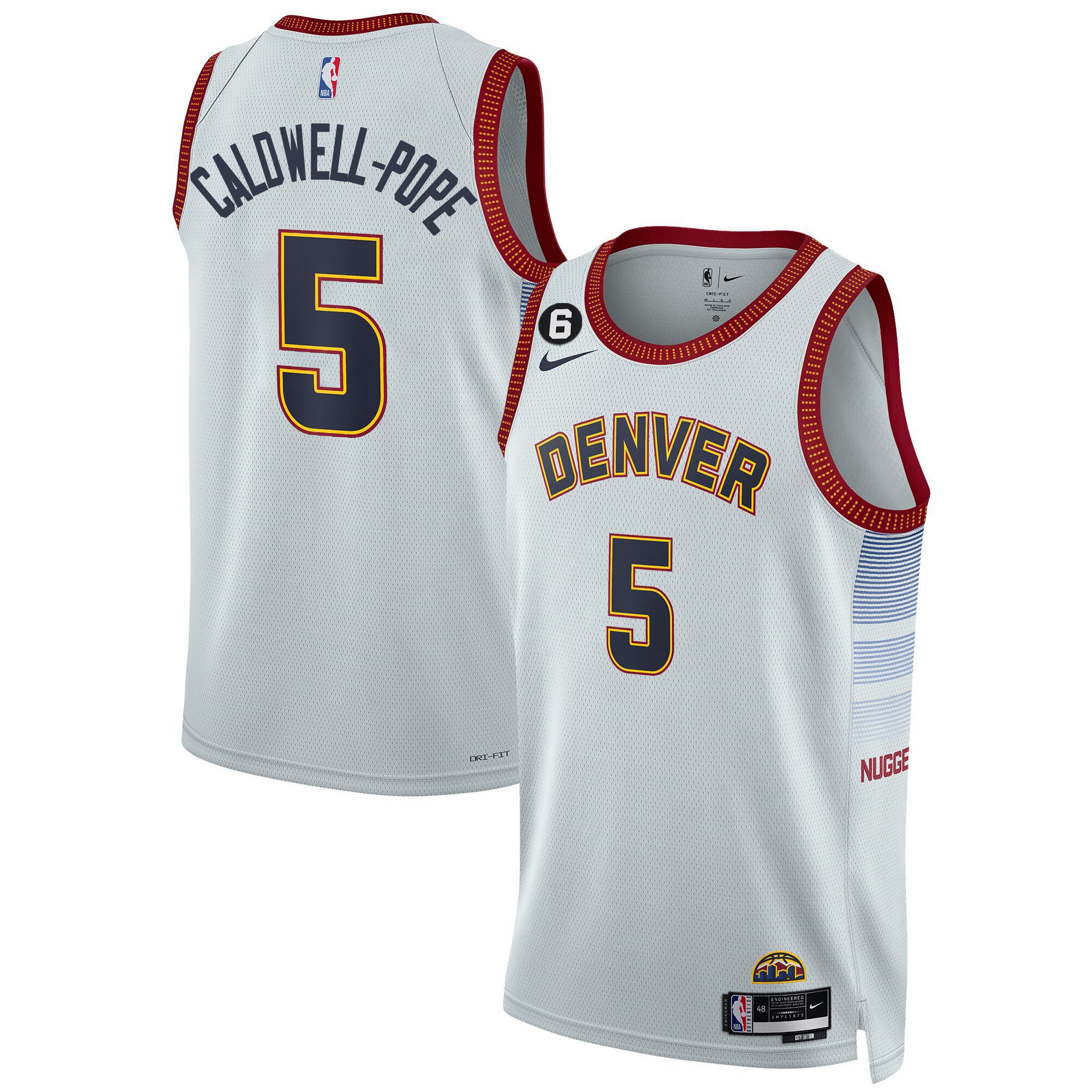 Caldwell-Pope Men's Denver Nuggets #6 Patch Collection City Jersey - All Stitched