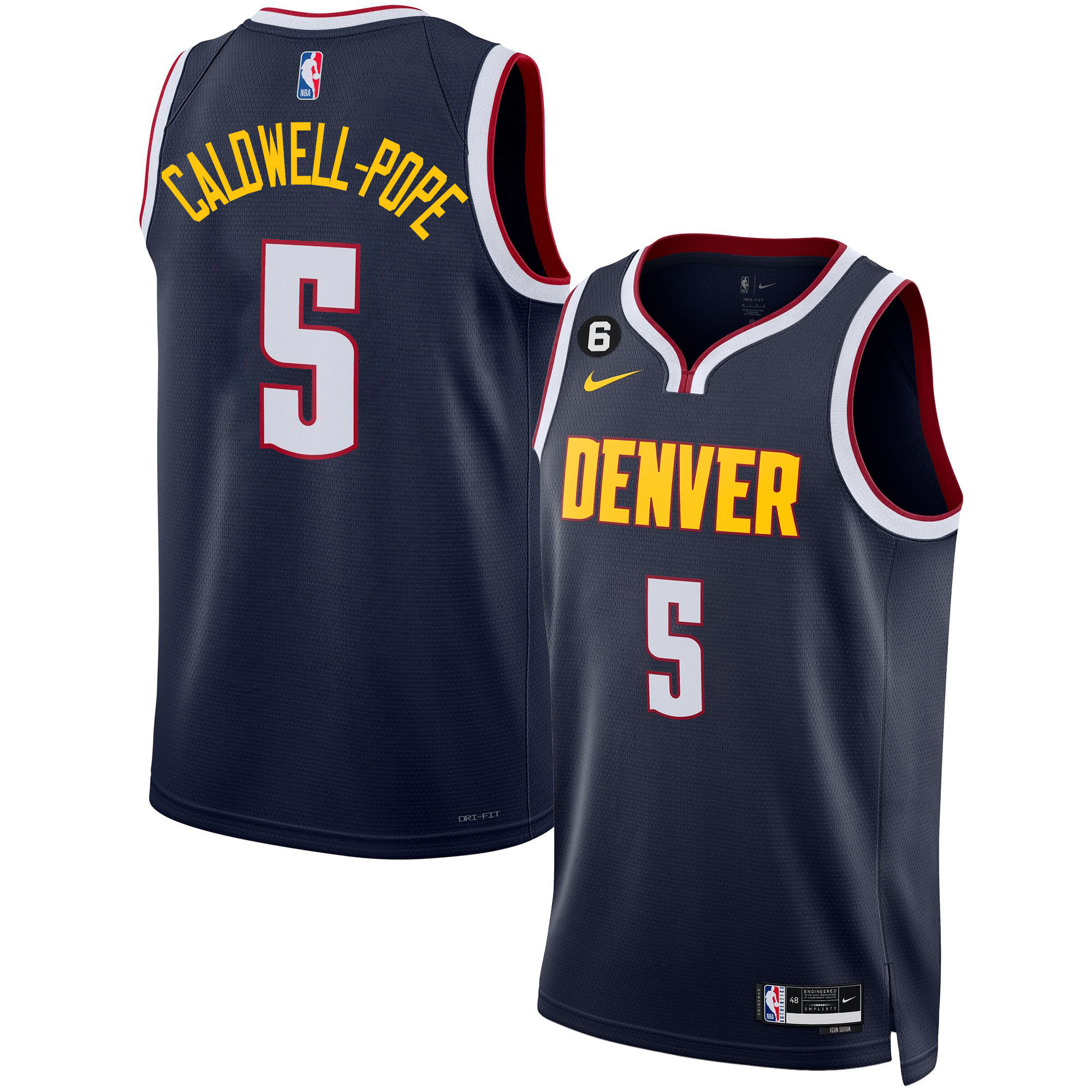 Caldwell-Pope Men's Denver Nuggets #6 Patch Collection Icon Jersey - All Stitched