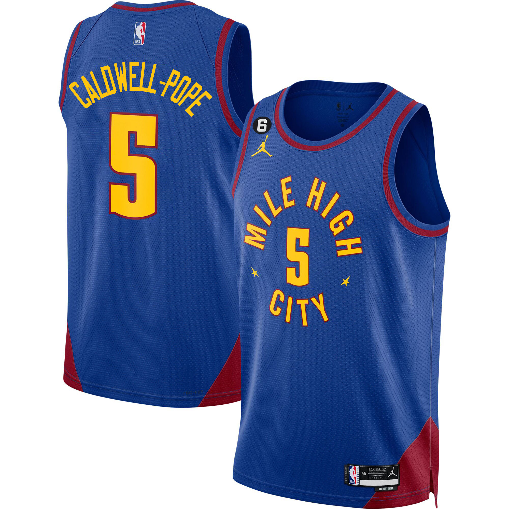 Caldwell-Pope Men's Denver Nuggets #6 Patch Collection Statement Jersey - All Stitched