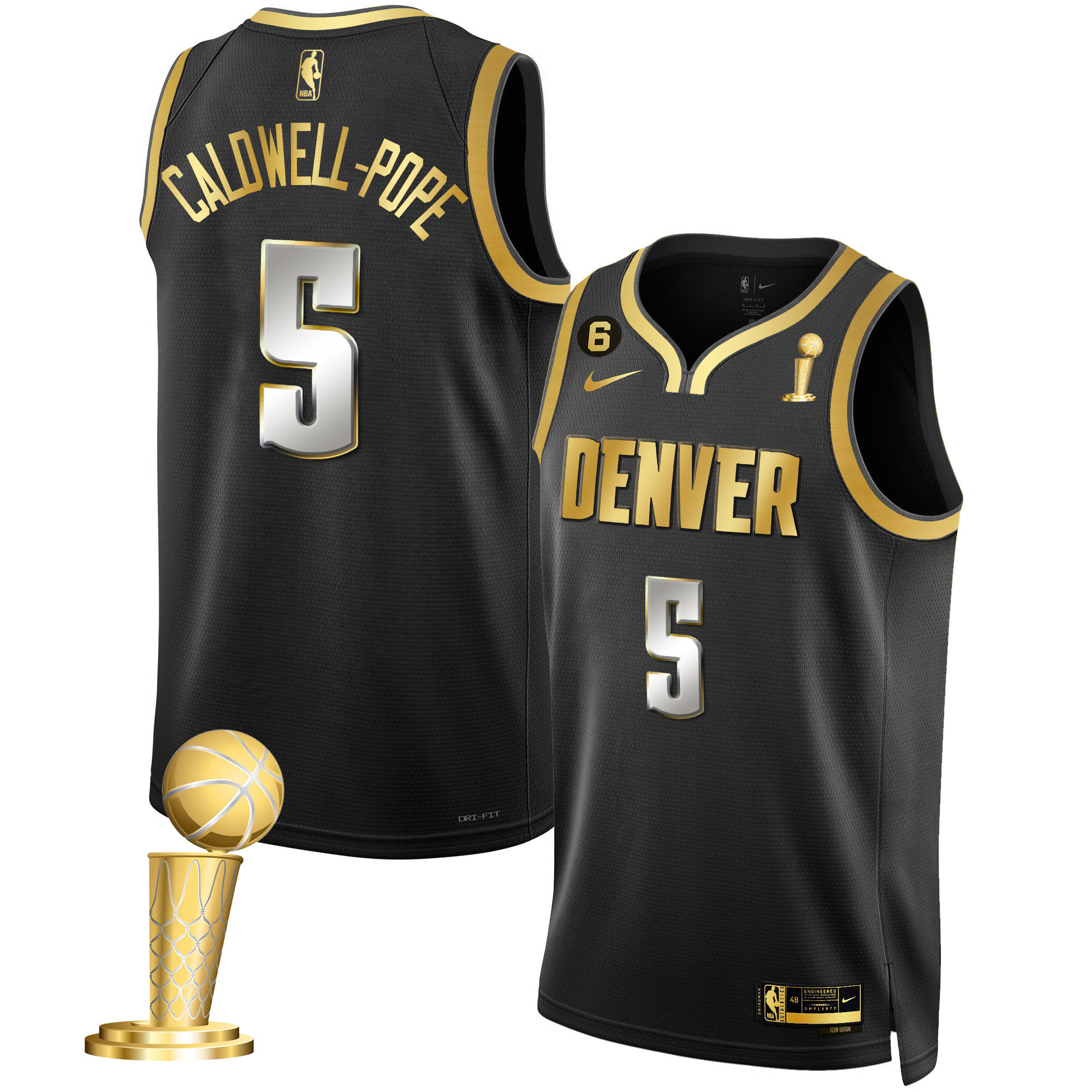 Caldwell-Pope Men's Denver Nuggets 2023 Champions Collection Black Limited Jersey - All Stitched