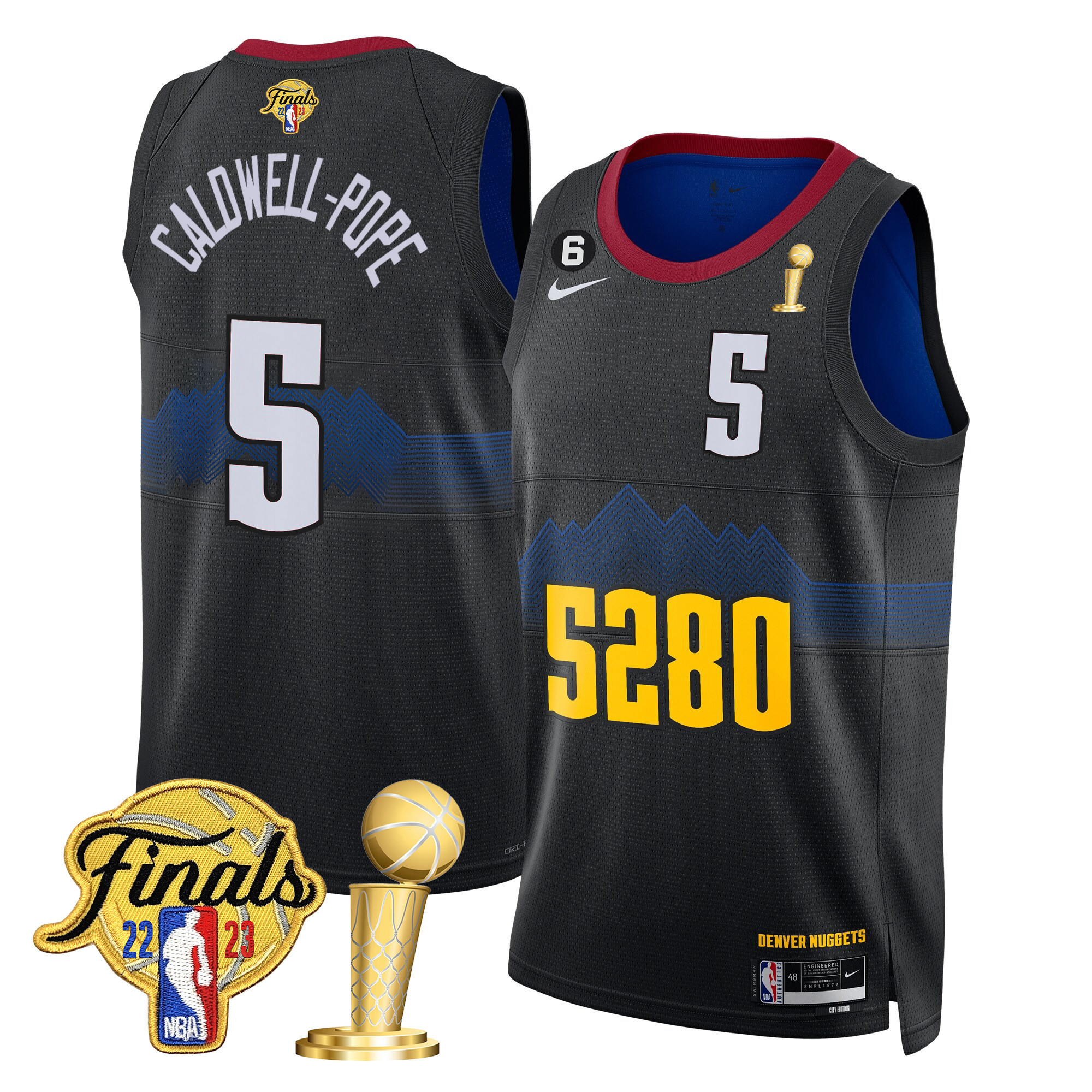Caldwell-Pope Men's Denver Nuggets 2023 Finals & Champions Patch 5280 City Jersey - All Stitched
